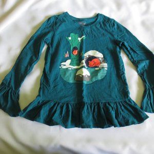 4/$14 CAT & JACK girls TEAL flutter LONG-SLEEVED shirt TOP school SIZE 10/12